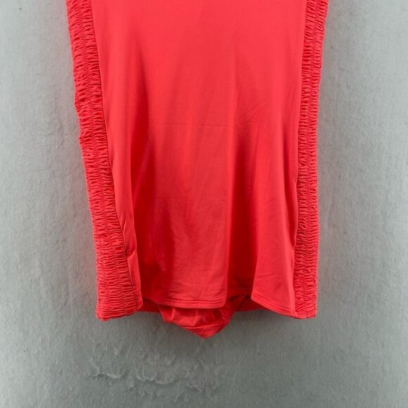 DKNY Swimsuit Women Small Neon Orange One Piece Ruched Strapless Pull On Stretch - Picture 7 of 11
